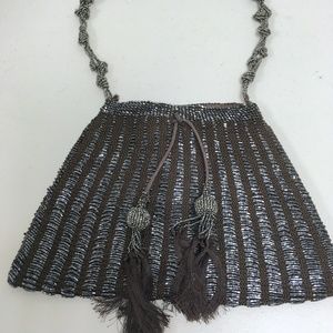 Chan Luu INDIA beaded brown black evening bag